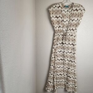Letarte Dress Swim Cover Up Brown and Tan Scoop Neck Women's Size Small